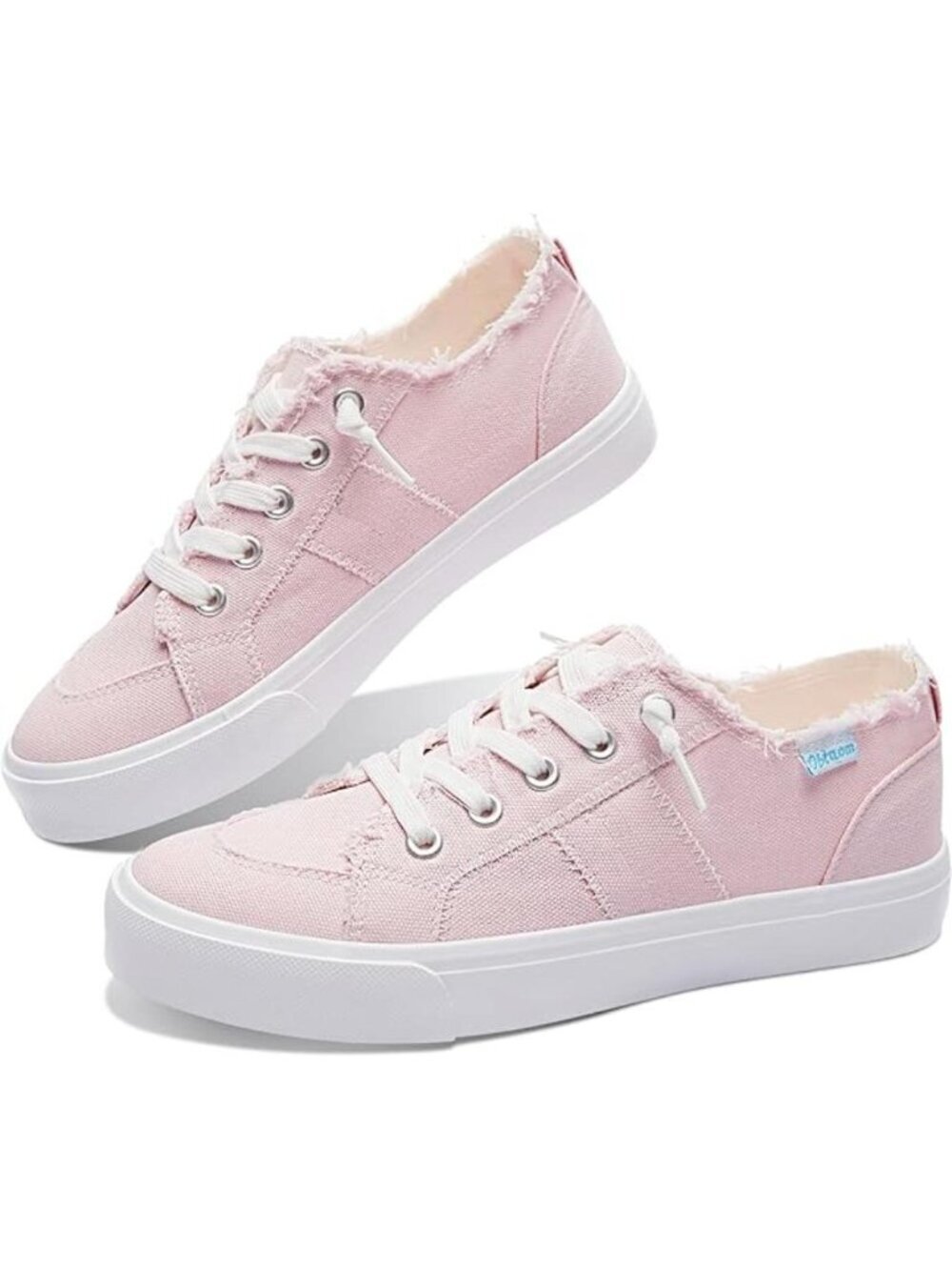 Women's Pink Sneaker Washed and Leopard Canvas Slip on Shoes Fashion
